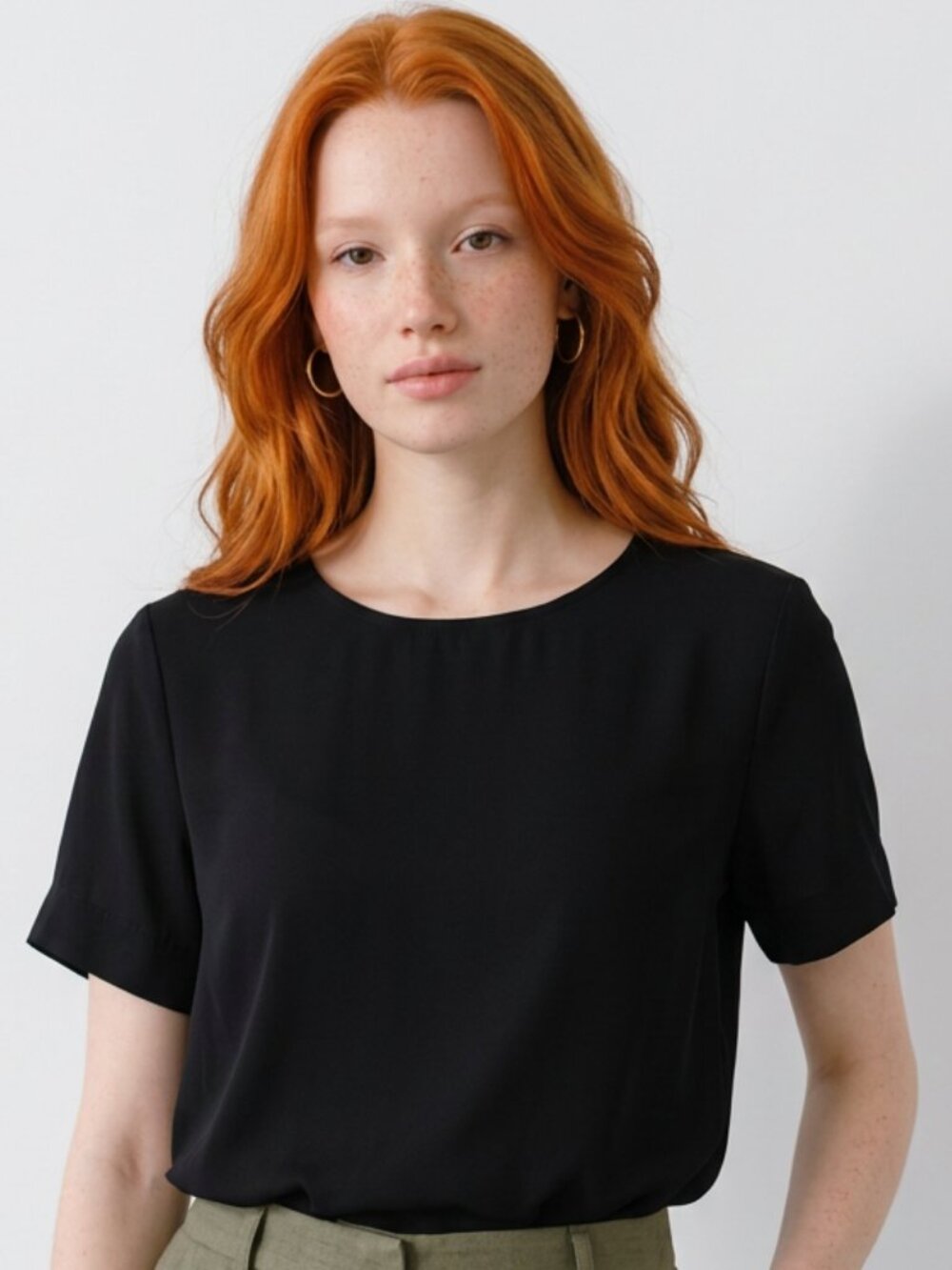 Worthington Women's XL Black Sheer Short-Sleeve Polyester Pull-On Blouse